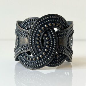 Brass Tone Interwoven Braided Cuff Bracelet